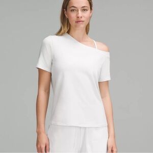 Lululemon Off-The-Shoulder Cotton Lycra T-Shirt Light Vapor W3IGHS Active Size M